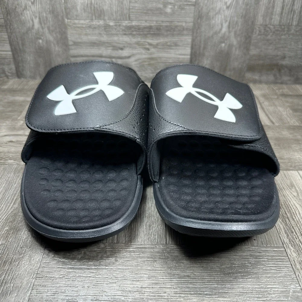 Under Armour Ignite VI Slides Mens 17 Black Memory Foam NEW 3026023-001